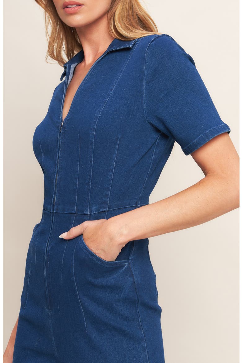 Wide Leg Denim Jumpsuit, Alternate, color, MEDIUM INDIGO