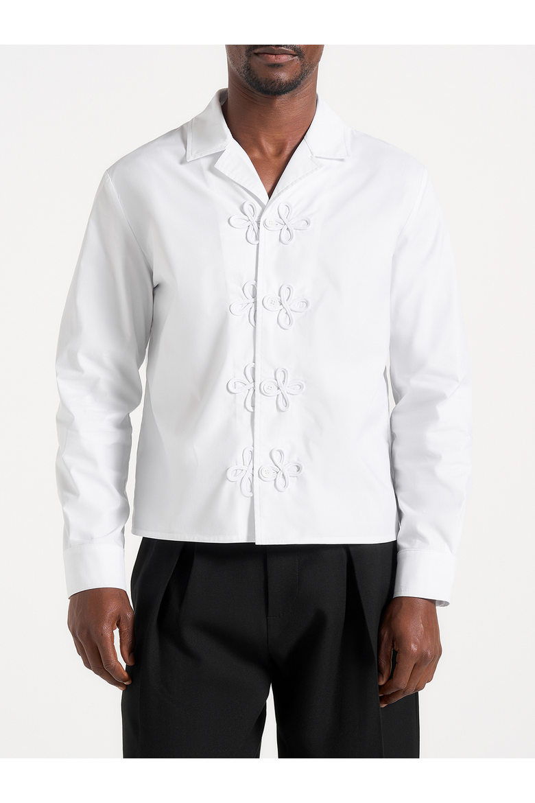 Valen Embroidered Closure Long Sleeve Shirt, Alternate, color, White