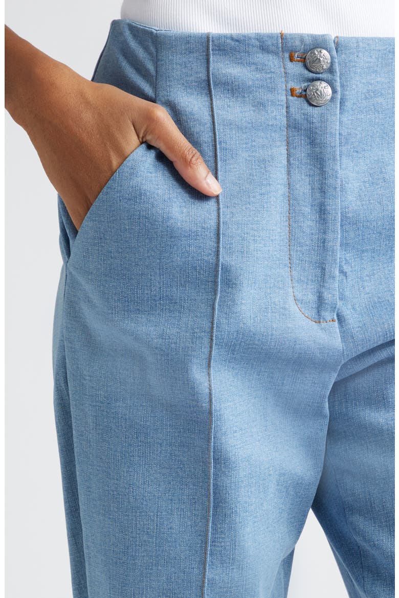 Kean Pintuck Denim Flare Leg Pants, Alternate, color, ICEBERG