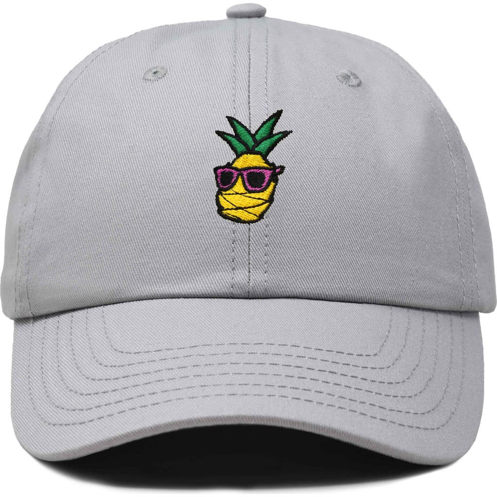 Dalix Pineapple Embroidered Dad Hat In Gray