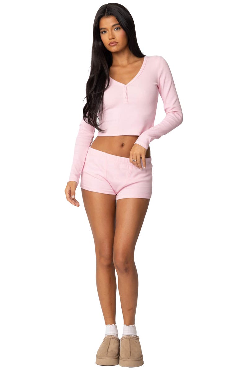 EDIKTED Rebekah Rib Henley, Alternate, color, Light-Pink