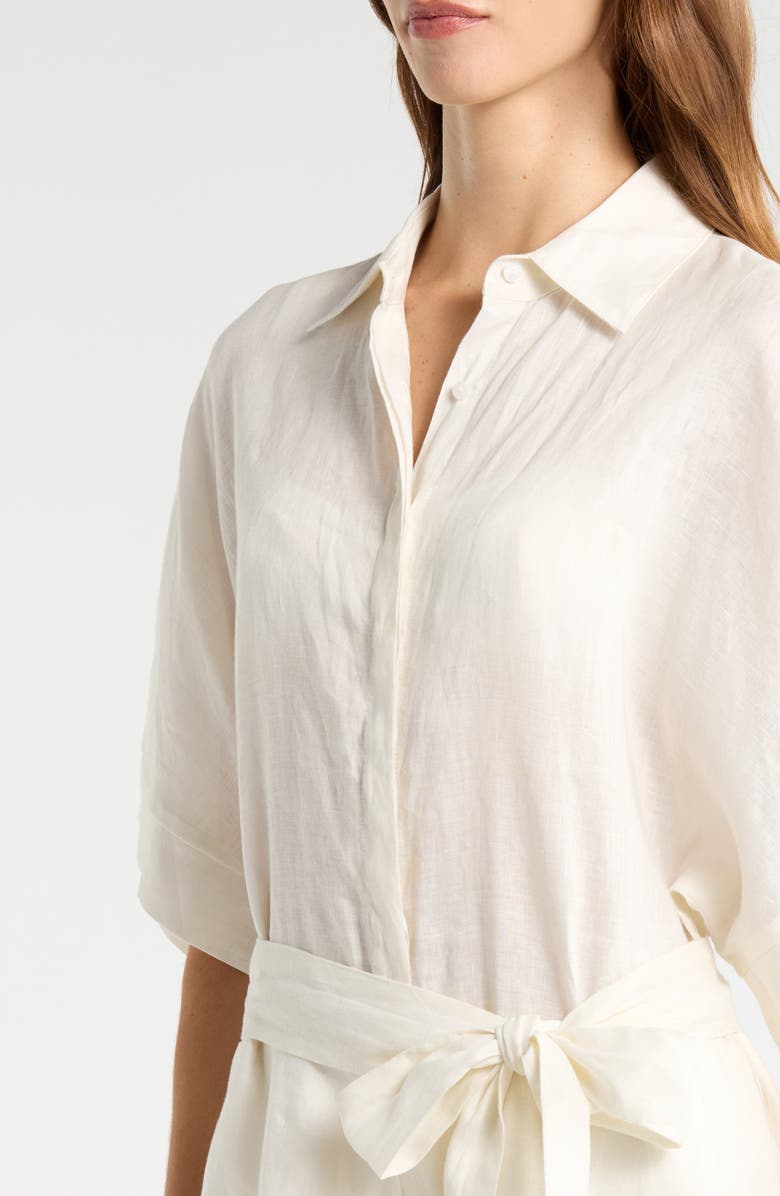 Elan Linen Cover-Up Romper, Alternate, color, White