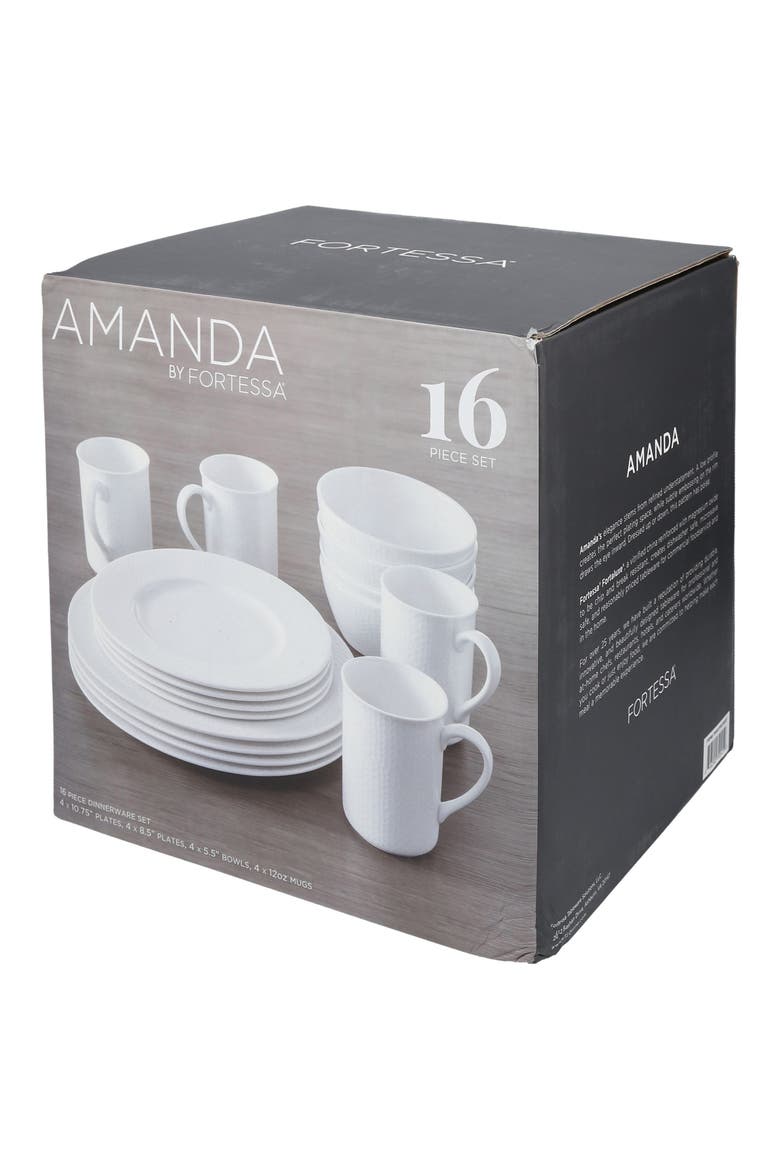 Amanda Embossed 16-Piece Dinnerware Set, Alternate, color, WHITE