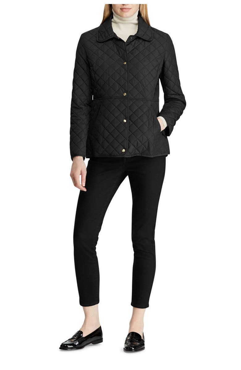 Lauren Ralph Lauren Snap Button Faux Leather Trim Quilted Jacket, Alternate, color,