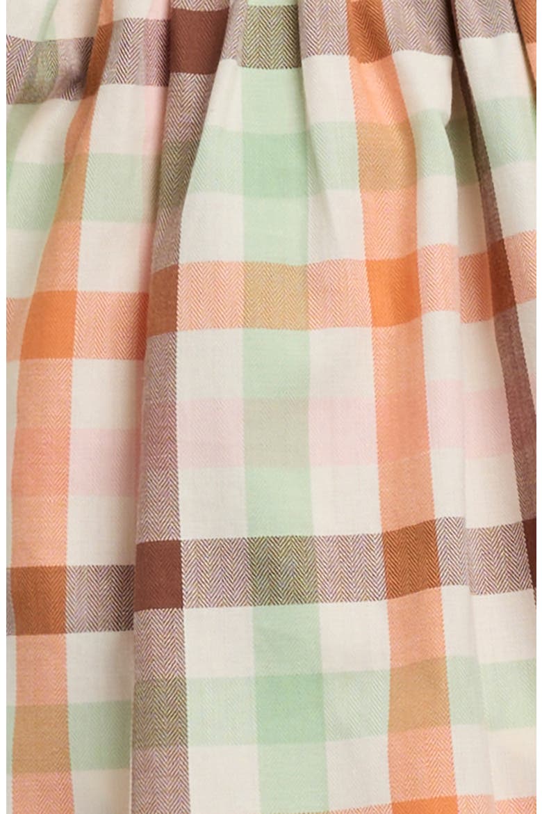 Harvest Plaid Smocked Long Sleeve Cotton Dress with Bloomers, Alternate, color, MULTI PINK