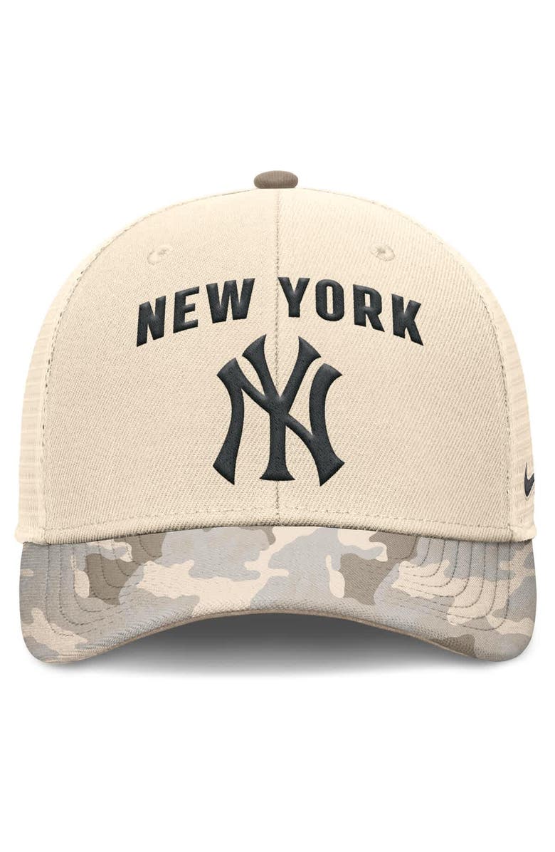 Nike Men's Nike Natural New York Yankees Camo Natural Pack Rise Adjustable Trucker Hat, Alternate, color, 