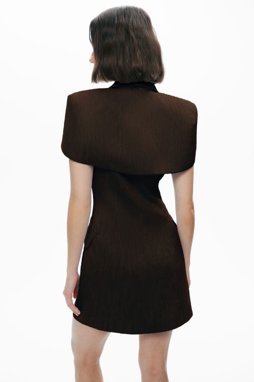 Nocturne Brown Tailored Mini Dress With Structured Bolero In Brown