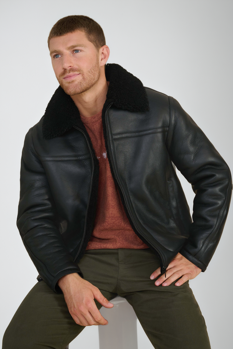 Christopher Shearling Jacket, Alternate, color, Black