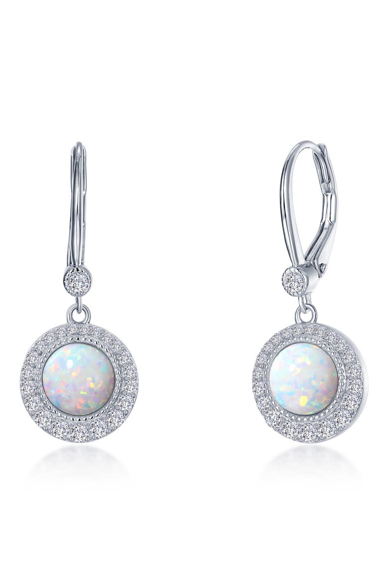 Simulated Opal & Simulated Diamond Drop Earrings, Main, color, WHITE