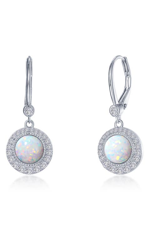 Simulated Opal & Simulated Diamond Drop Earrings