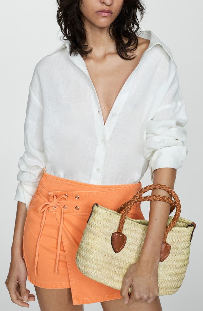 MANGO Wrap Denim Miniskirt, Alternate, color, 