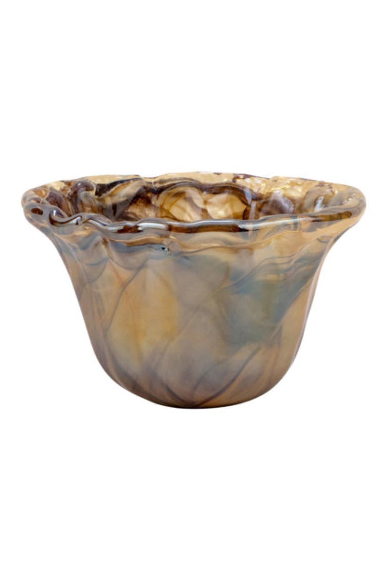 Onda Small Rimmed Glass Bowl, Alternate, color, BROWN