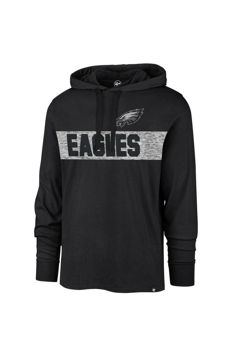 '47 Men's '47 Black Philadelphia Eagles Field Franklin Hooded Long Sleeve T-Shirt, Alternate, color, 