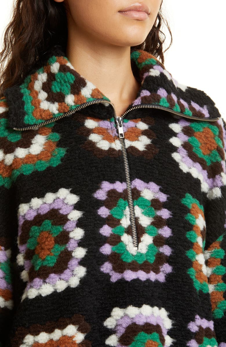 Samsøe Samsøe Tess Crochet Wool Blend Half-Zip Pullover, Alternate, color,