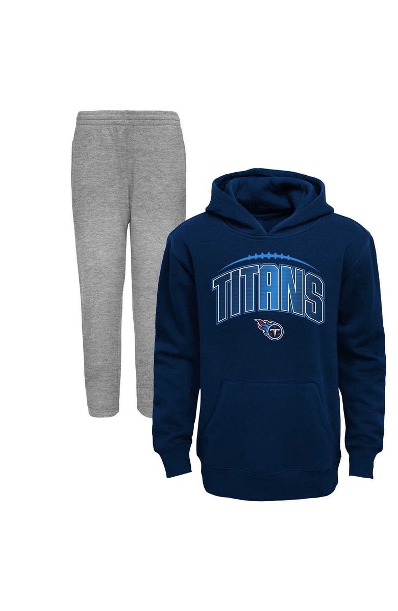 Outerstuff Toddler Navy/Heather Gray Tennessee Titans Double-Up Pullover Hoodie & Pants Set, Main, color, 