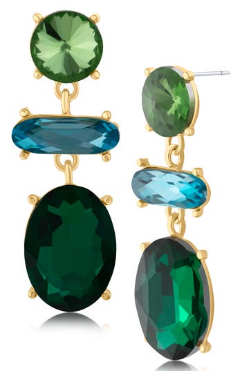 Jardin Oval Crystal Drop Earrings In Green