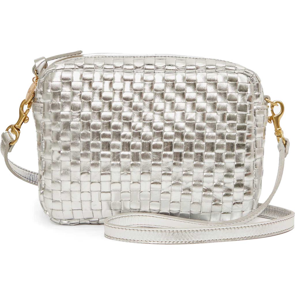 Clare V . Midi Sac Woven Crossbody Bag In Silver