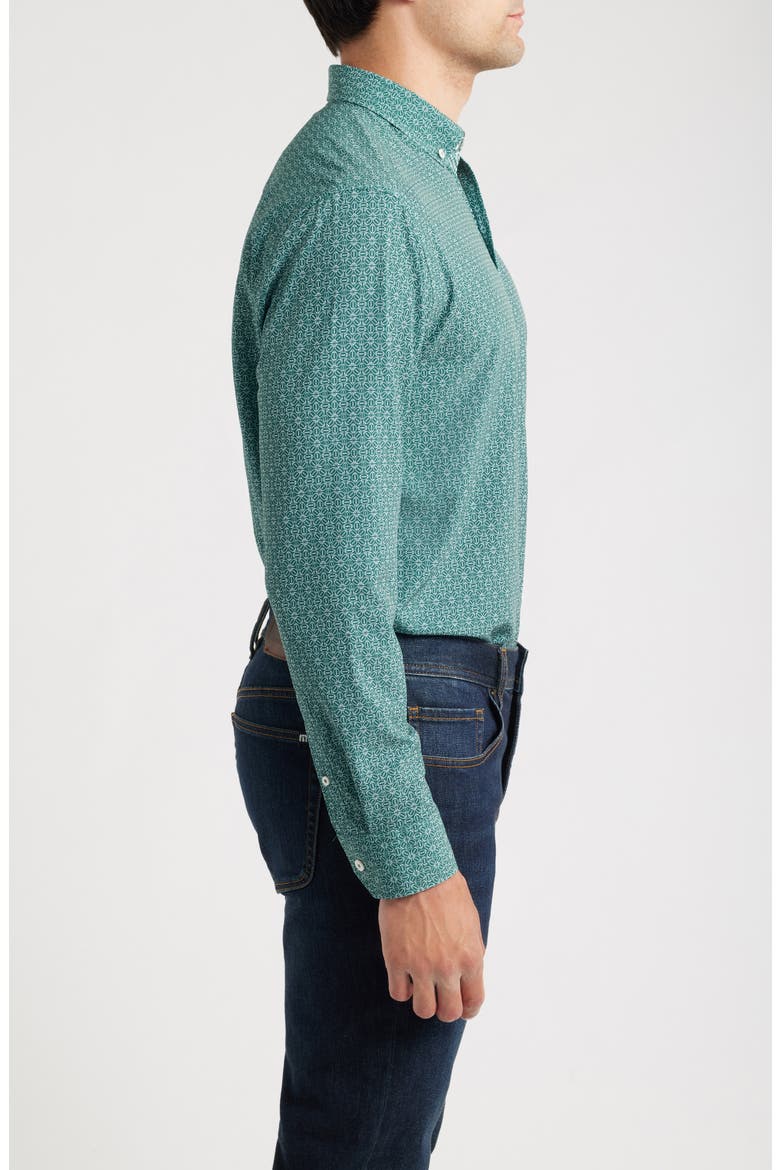 XC+™ Football Print Performance Button-Down Shirt, Alternate, color, GREEN
