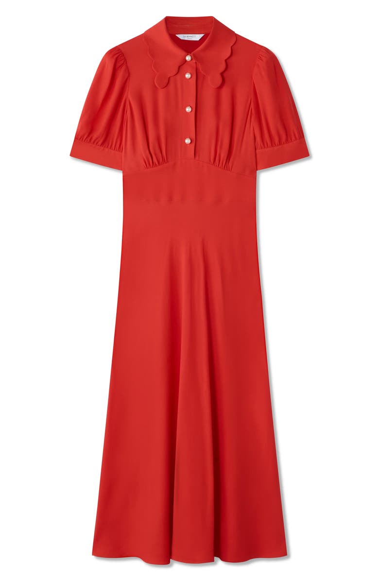 LK Bennett Emma Faux Pearl Button Midi Dress, Alternate, color, Red