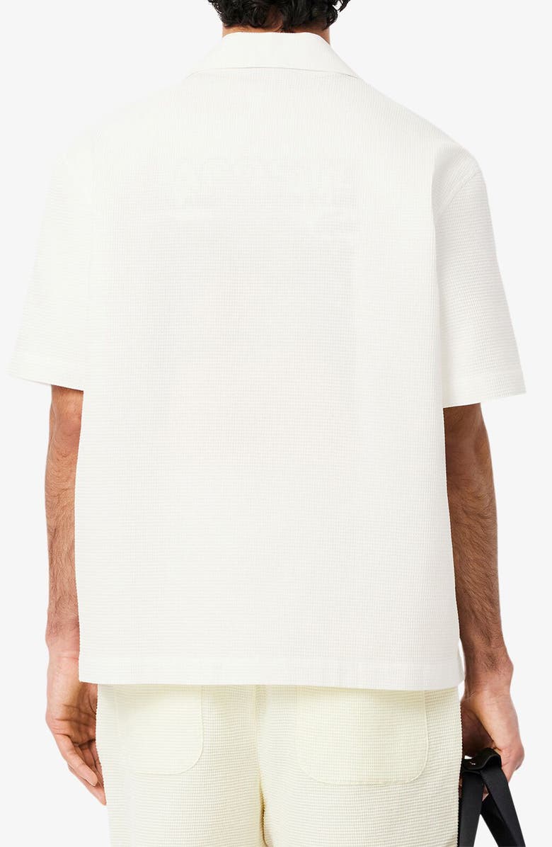 Lacoste Relaxed Fit Waffle Texture Cotton Camp Shirt, Alternate, color, Flour