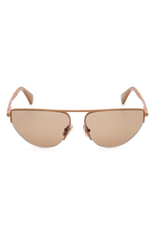 Max Mara Women's Shiny Light Brown Half-rim Cat-eye Sunglasses In Bronze/camel/light Brown