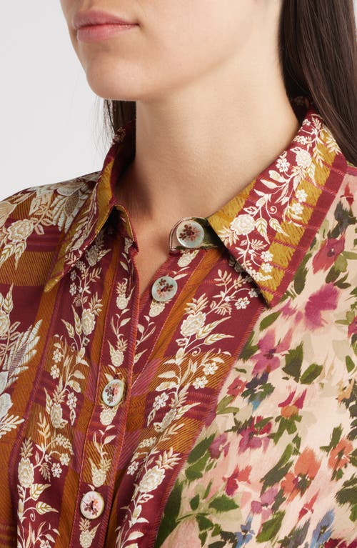 Farm Rio Tie-detailed Floral-print Twill Mini Shirt Dress In Multi