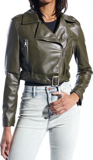 まぁ.♡さん専用★新品未使用★Faux leather crop jacket AZALEA WANG Faux Leather Crop Moto Jacket | Nordstrom