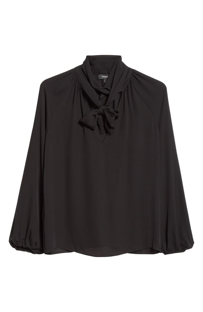 Theory Tie Neck Silk Georgette Blouse, Alternate, color, 