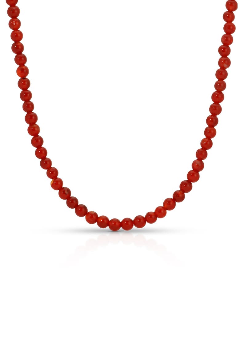 Carnelian Beaded Necklace, 4mm, Main, color, GOLD/ RED