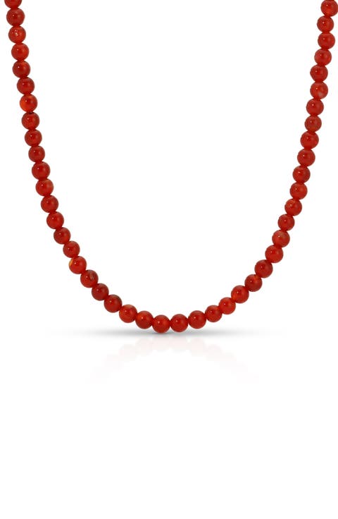 Carnelian Beaded Necklace, 4mm