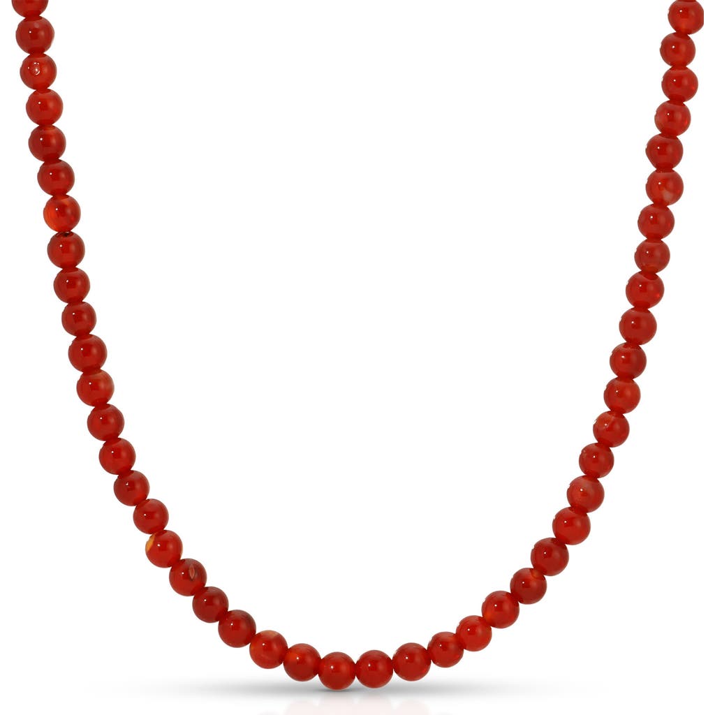Kozakh Carnelian Beaded Necklace, 4mm In Gold/red