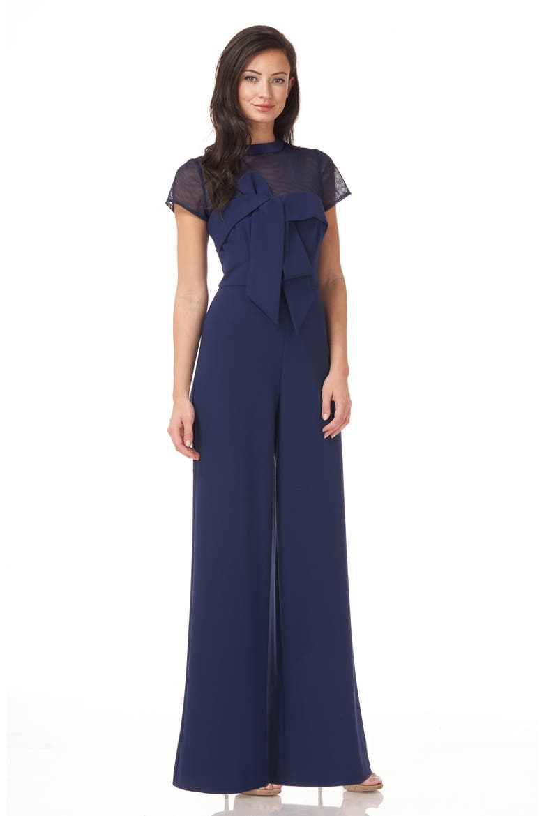 Stretch Crepe Jumpsuit, Alternate, color, NAVY