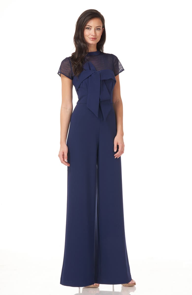 JS Collections Stretch Crepe Jumpsuit, Alternate, color, Navy