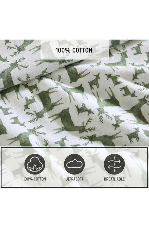 Eddie Bauer Deer Camp Cotton Flannel Sheet Set In Green