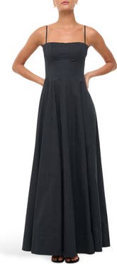 STAUD Wylie Pleated Fit & Flare Maxi Sundress