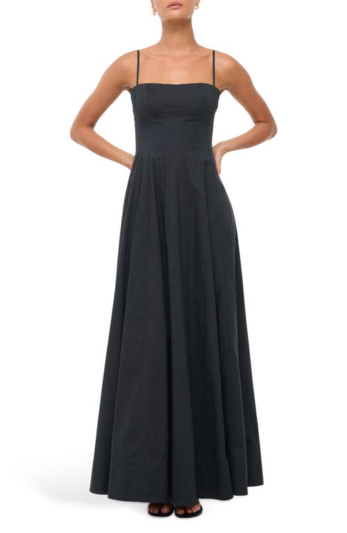 STAUD STAUD WYLIE PLEATED FIT & FLARE MAXI SUNDRESS