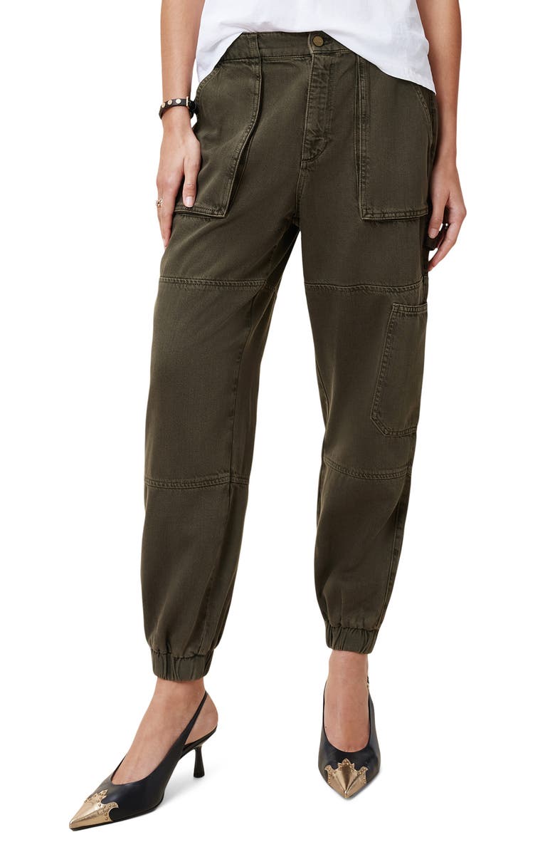 AllSaints Mila Denim Trousers, Main, color, Khaki Green