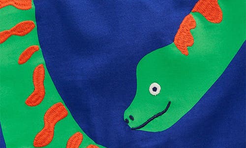 Mini Boden Fun Embroidered Cotton Graphic T-shirt In Blue