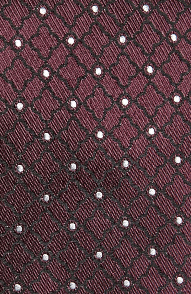 ZEGNA TIES Geometric Silk Jacquard Tie, Alternate, color, Burgundy