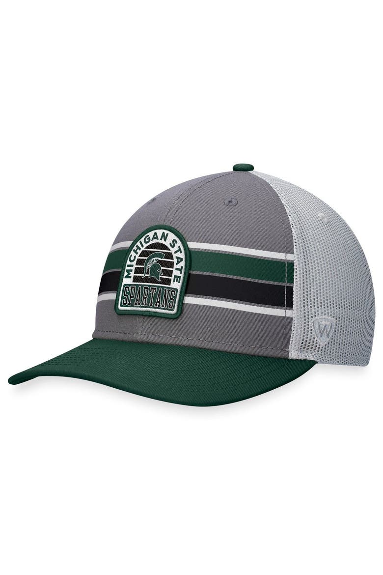 Men's Top of the World Gray/Green Michigan State Spartans Aurora Trucker Adjustable Hat, Main, color, Gray