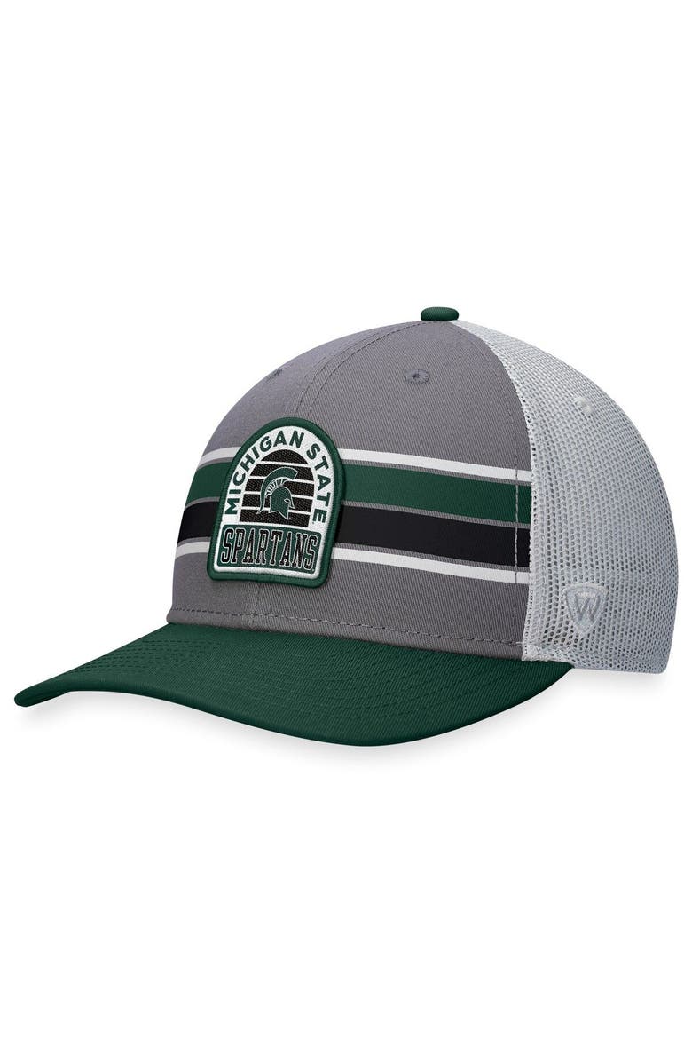 TOP OF THE WORLD Men's Top of the World Gray/Green Michigan State Spartans Aurora Trucker Adjustable Hat, Main, color, Gray