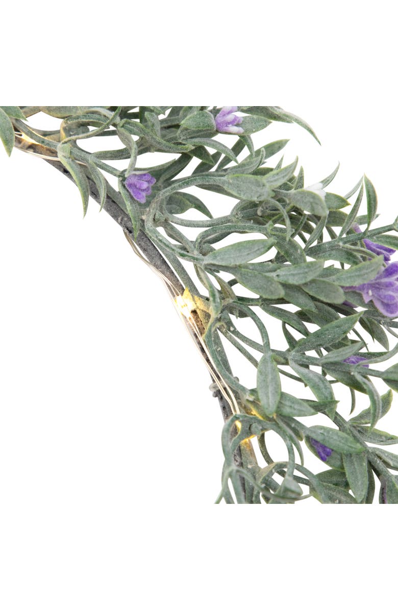 Northlight Pre-Lit Battery Operated Purple Ombre Lavender Spring Wreath- 16" - White LED Lights, Alternate, color, Green