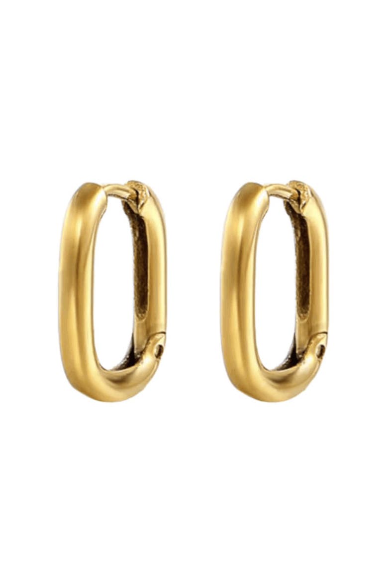 Lurienne Rectangle Hoop Earrings  Sleek & Stylish, Main, color, Gold