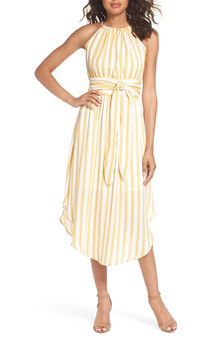 NSR Leena Stripe Midi Dress, Main, color, 
