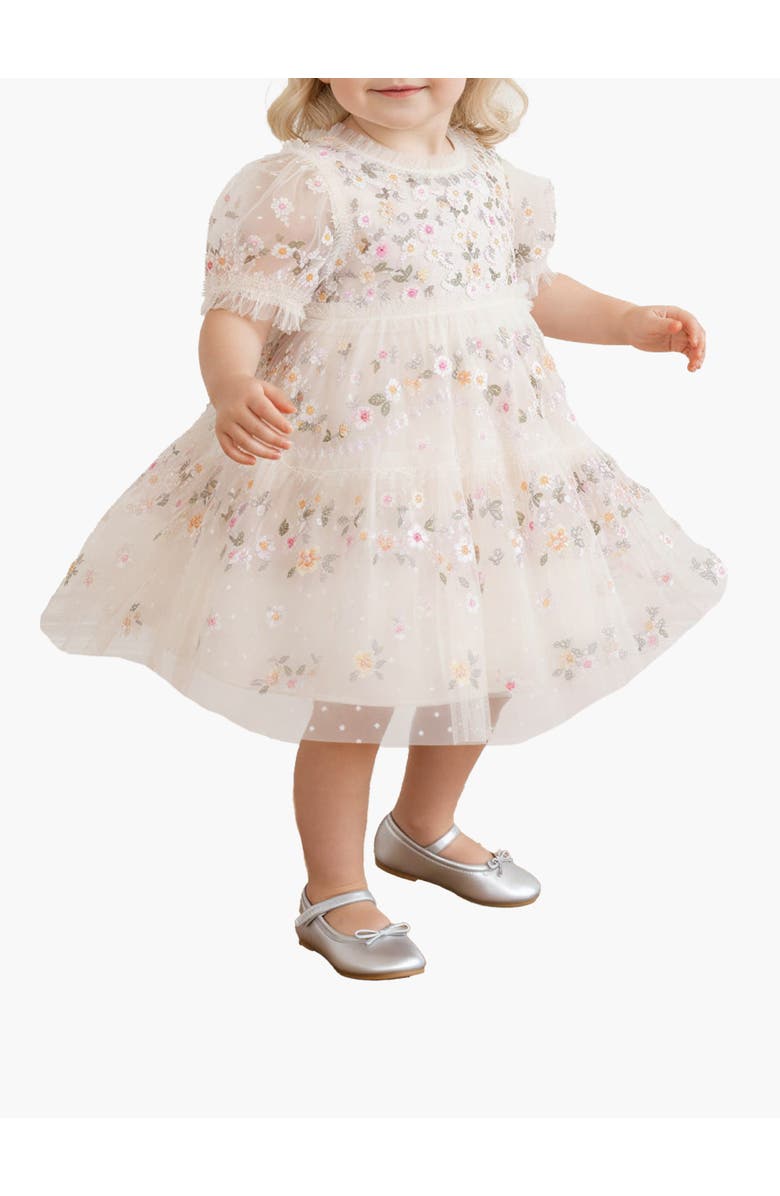 Needle & Thread Garland Ribbon Baby Dress, Main, color, Cream/Multi