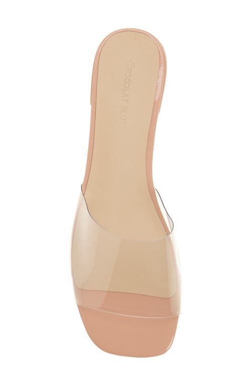 Chocolat Blu Block Heel Sandal In Nude Patent