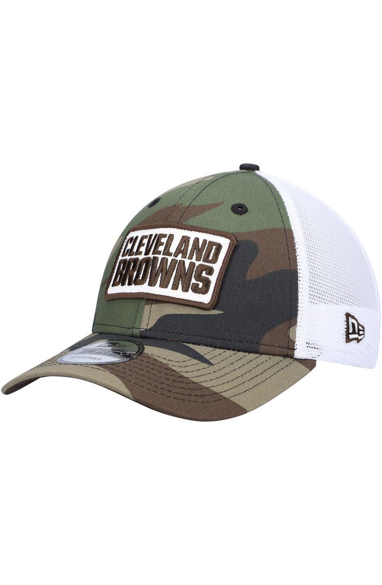 New Era Men's New Era Camo Cleveland Browns 9FORTY Trucker Snapback Hat, Main, color, Camo