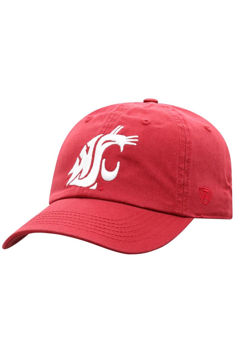 Men's Top of the World Crimson Washington State Cougars Team Logo Washed Adjustable Hat, Main, color, Crimson