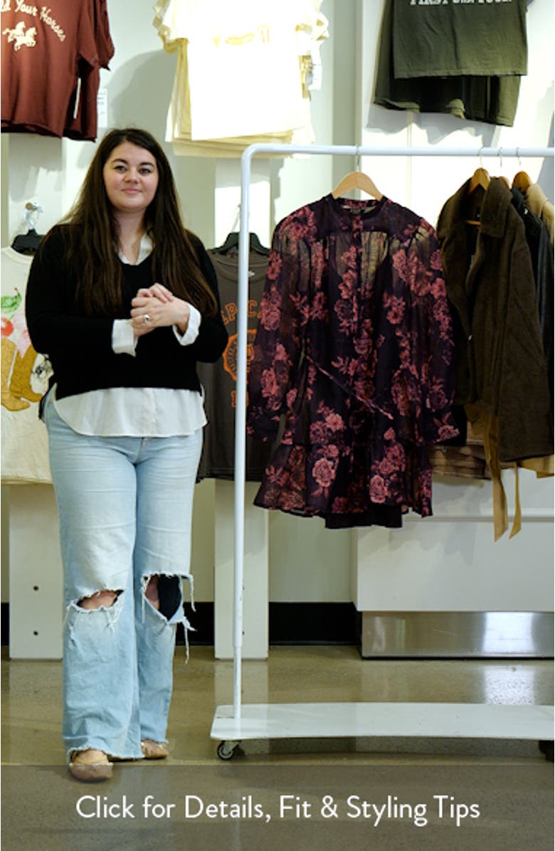 Rose Tie Belt Long Sleeve Minidress, sales video thumbnail