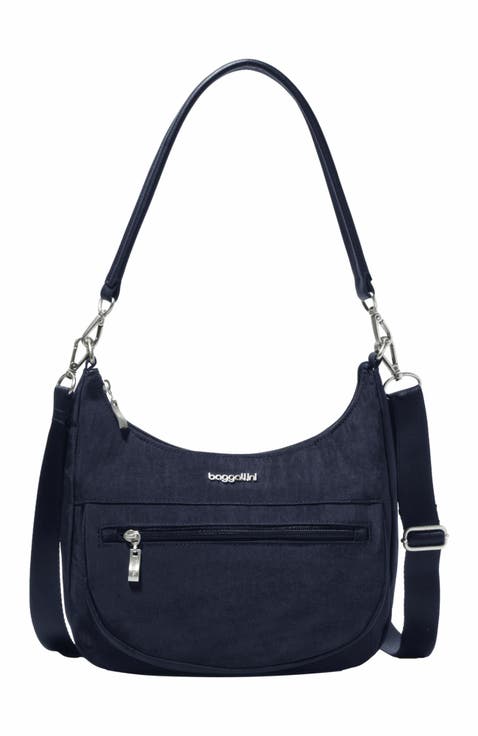 Modern Pocket Half Moon Shoulder Bag